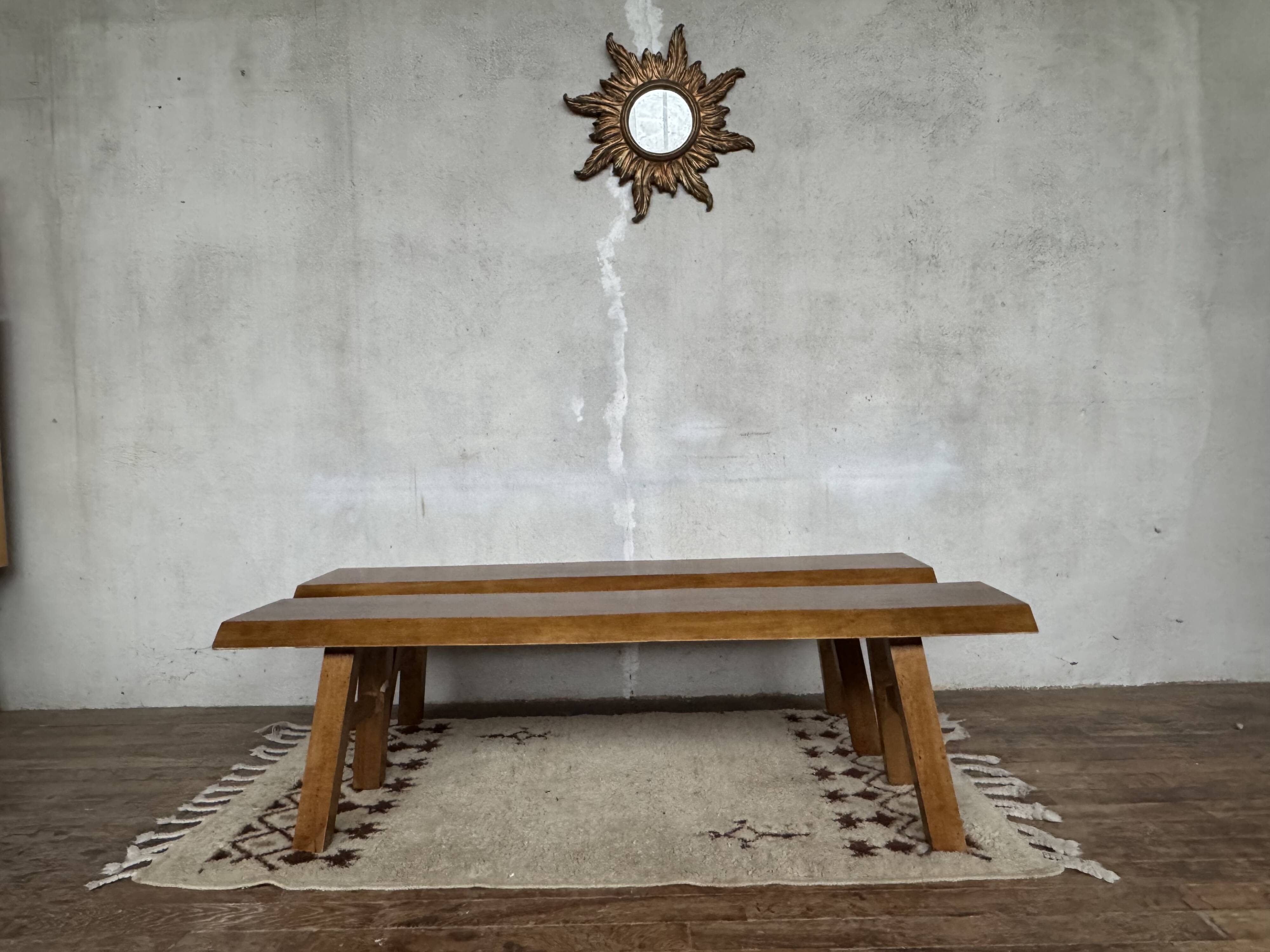 Vintage brutalist bench pair