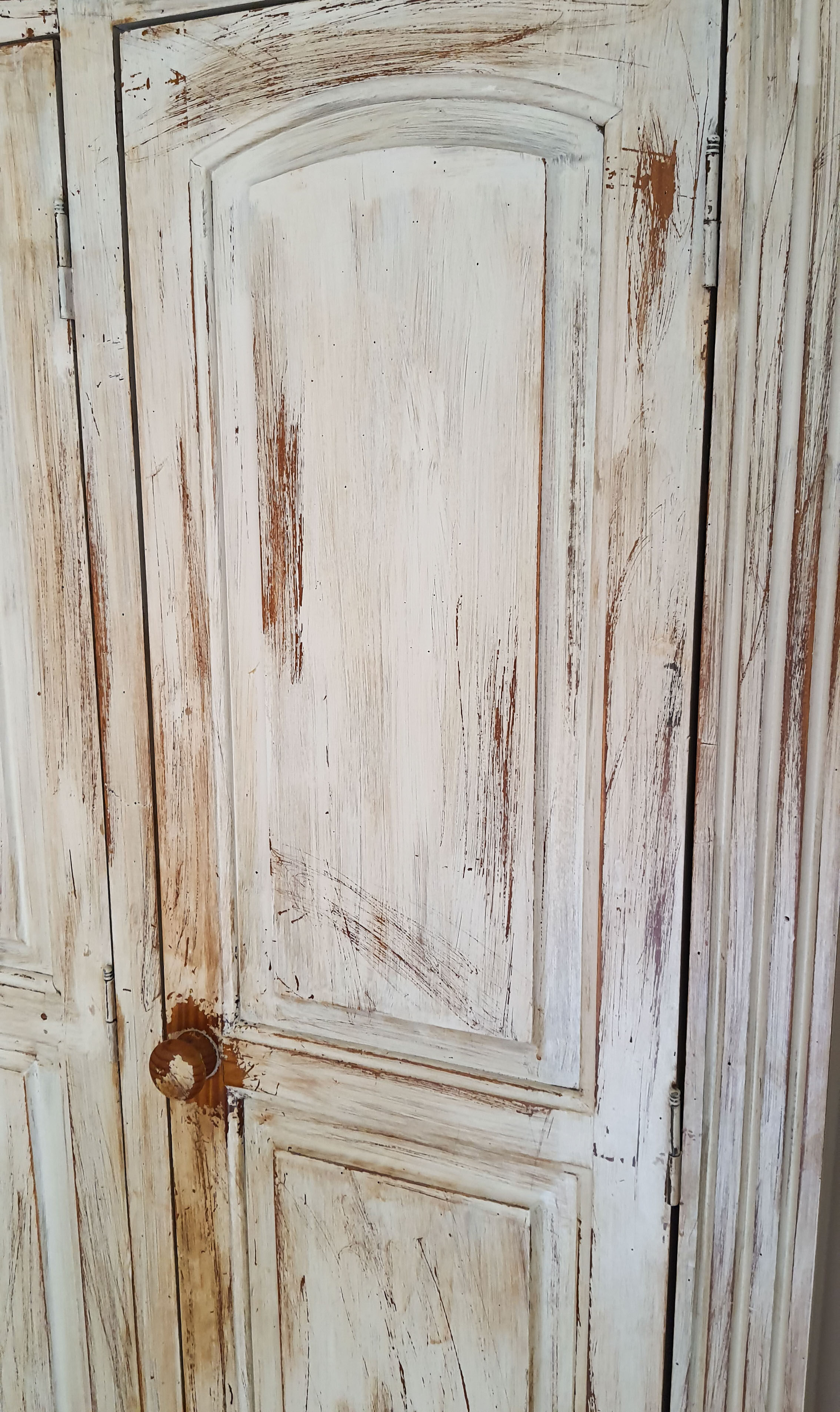 Wardrobe wardrobe 3 doors cerused gray pastel green