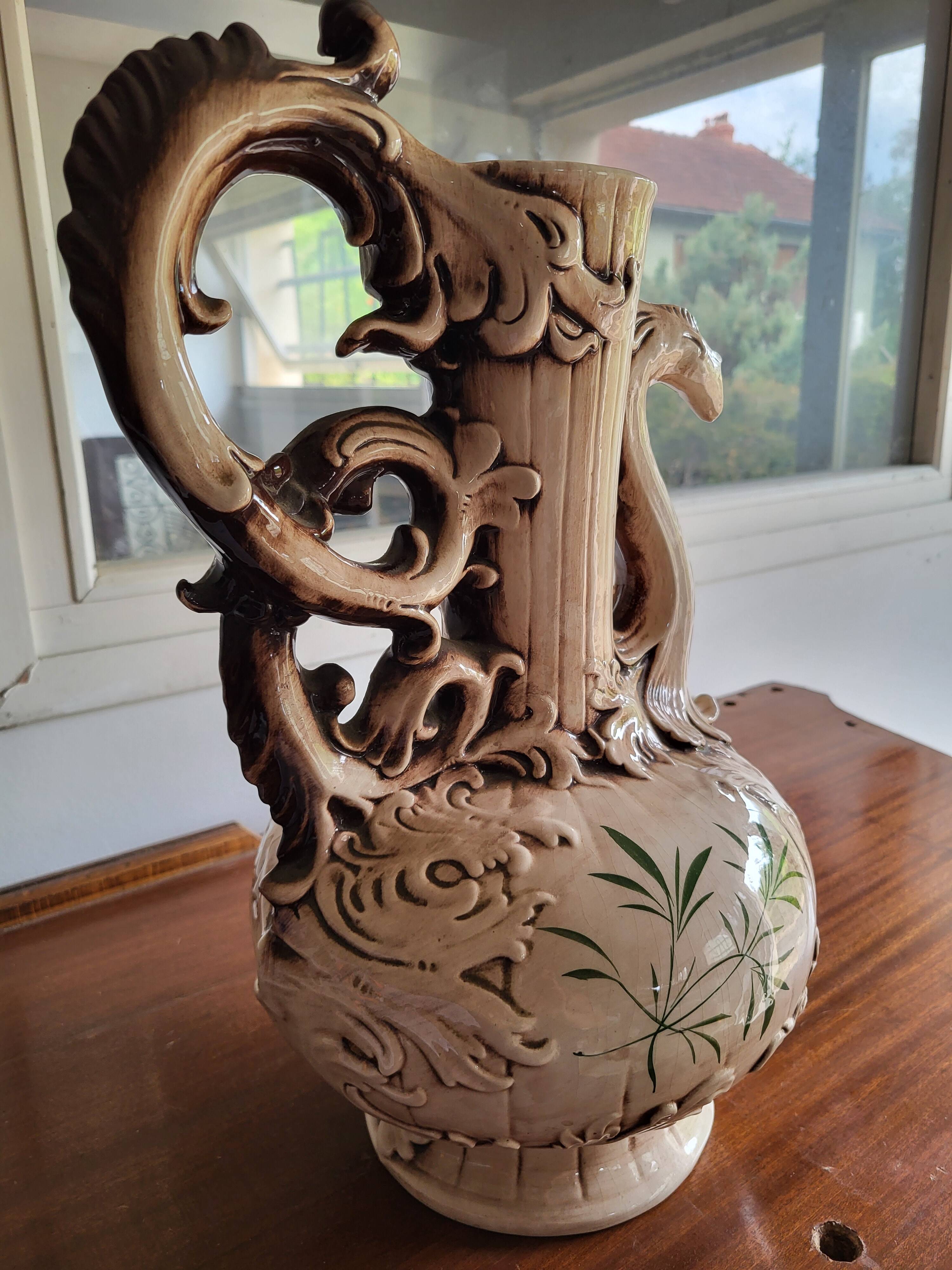 Large ceramic jug signed "Bassano Italy"