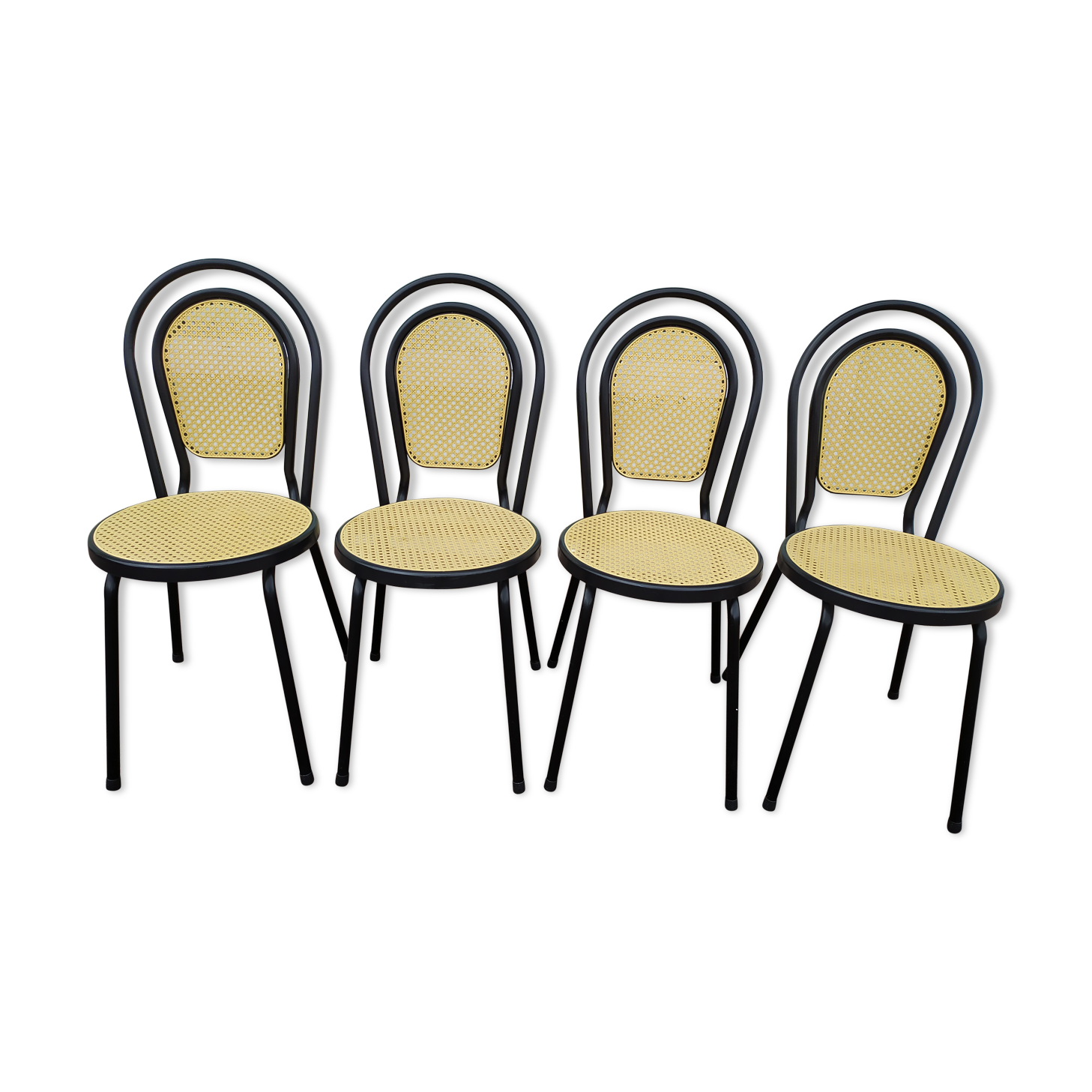 Lot of 4 black bistro chairs
