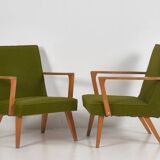 2 fauteuils verts, vers 1950