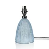 1930s French Art Deco Seaweed-Pattern Blue Glass Table Lamp