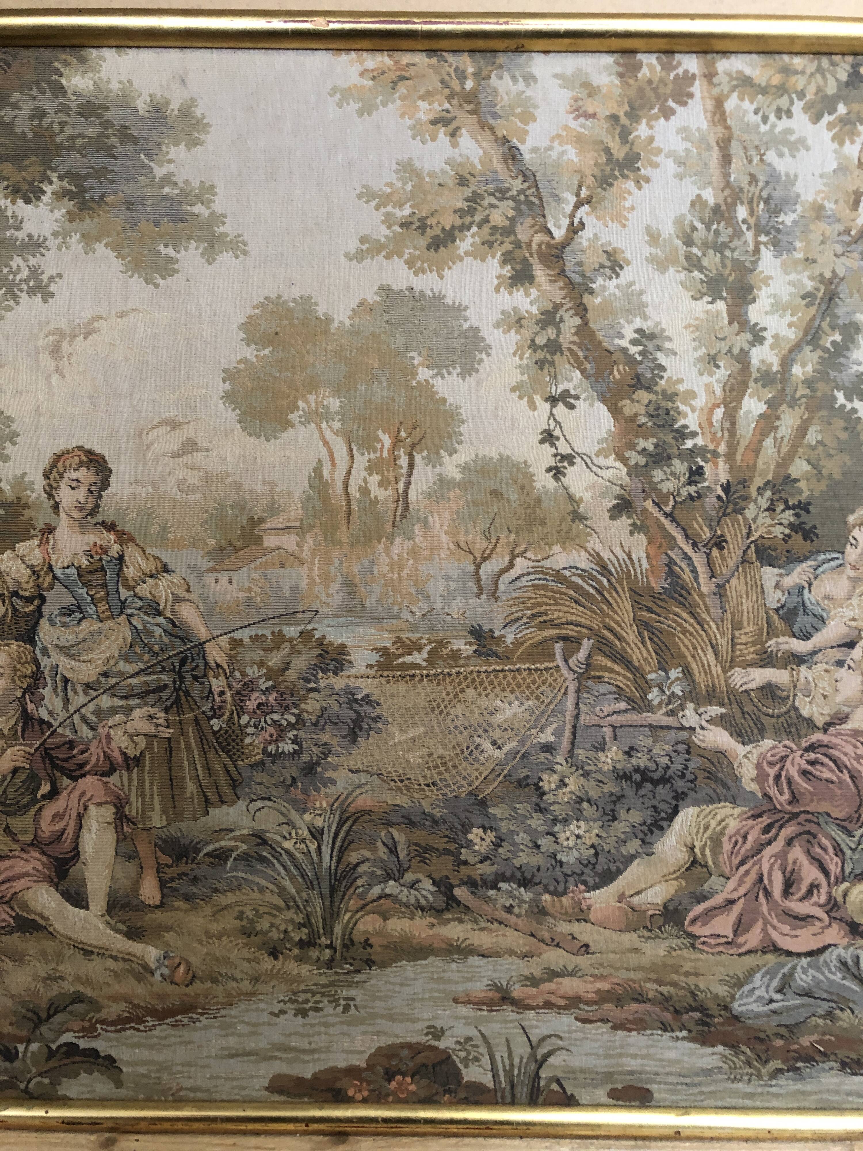 Gobelins tapestry “Mrs. demainnon’s fishing trip” vintage