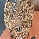 Pair of vintage rattan lamp