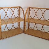 Set of bamboo wall shelves