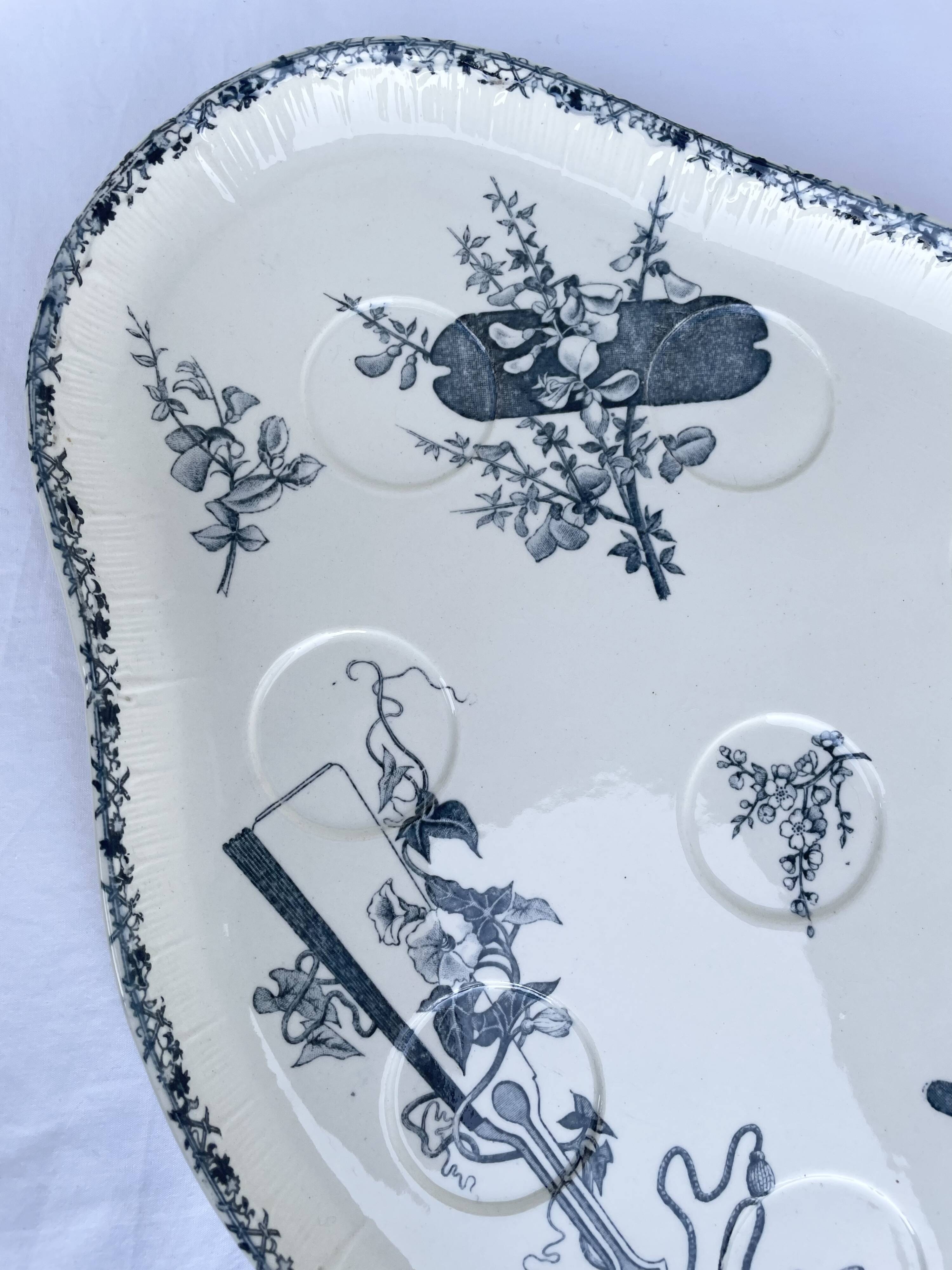 Old earthenware egg dish – Émile Bourgeois, late 19th century