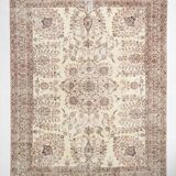 9x12 Faded Beige Large Area Vintage Persian Rug, 277x354 Cm