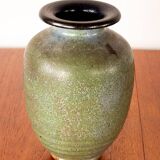 Art Deco vase, in green glazed stoneware, Roger Guérin 1930.