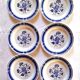 6 blue and white Badonvilliers dessert plates