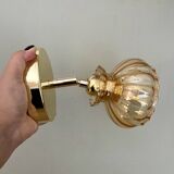 Vintage amber glass globe wall light