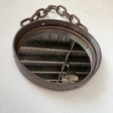 Brutalist mirror with metal chain from the 50s