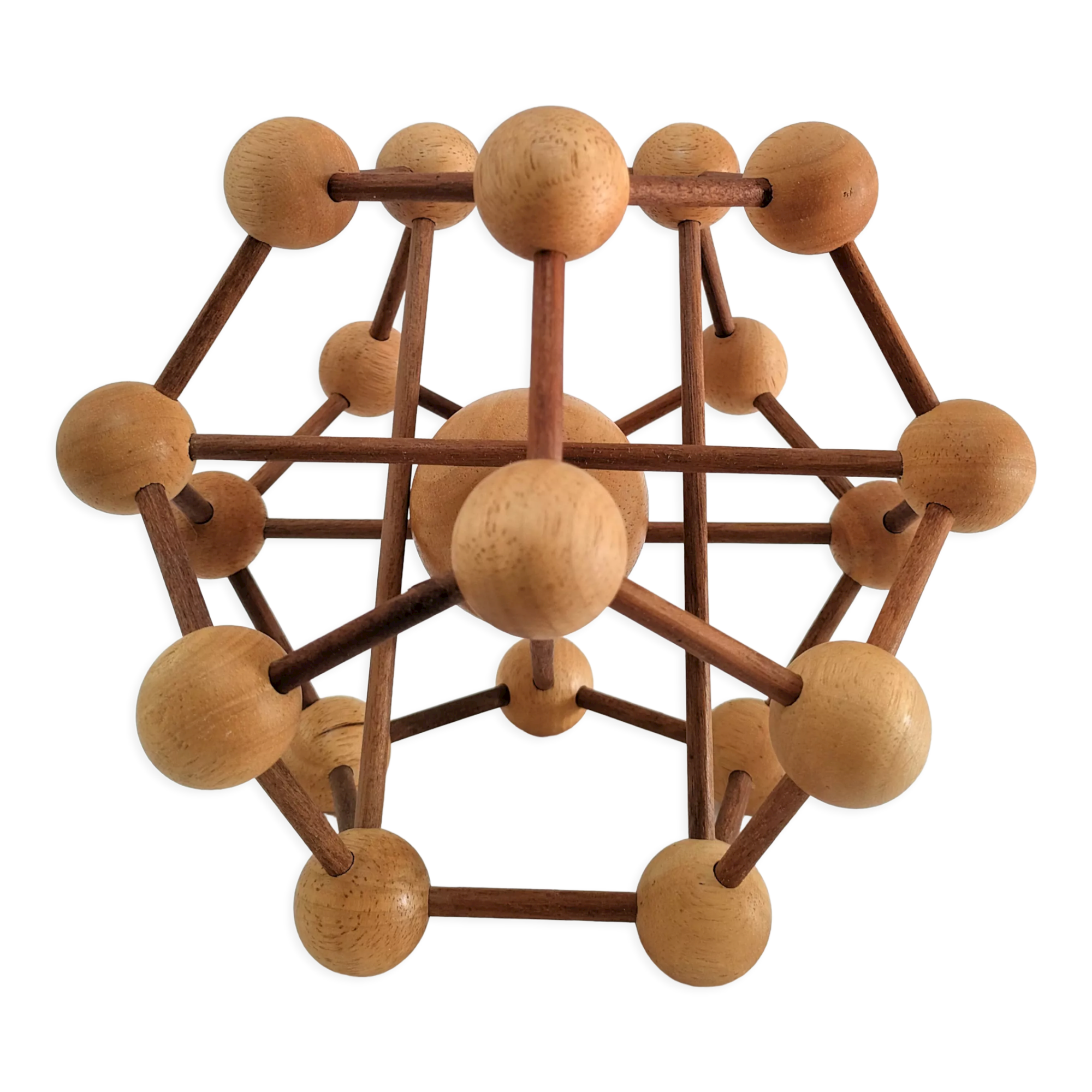 Sculptural modeling of a solid wood atom contemporary design