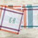 Antique hand-embroidered tablecloth with monogram EB - Cotton - 150x150 cm