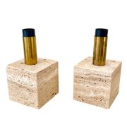 Cerri Nestore pair of travertine marble lamps, Italy 1970