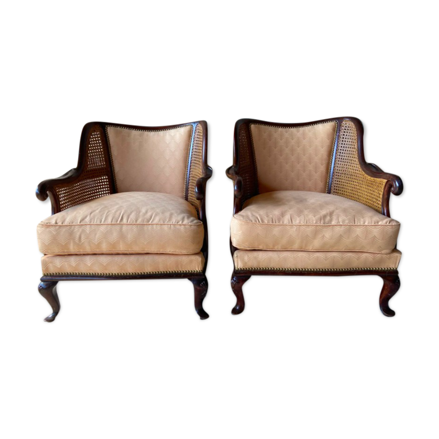 Pair of vintage 1940 canned armchairs