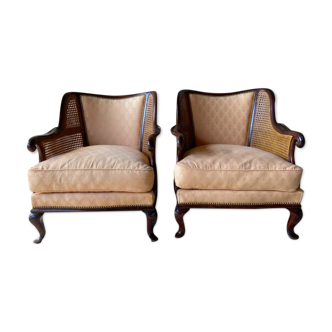 Pair of vintage 1940 canned armchairs