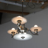 Art deco machine age chandelier, 1930, restored