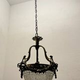 Bronze Crystal Beaded Light Pendant 1940’s