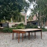 Half moon table forming walnut dining room table with 19th century period system
