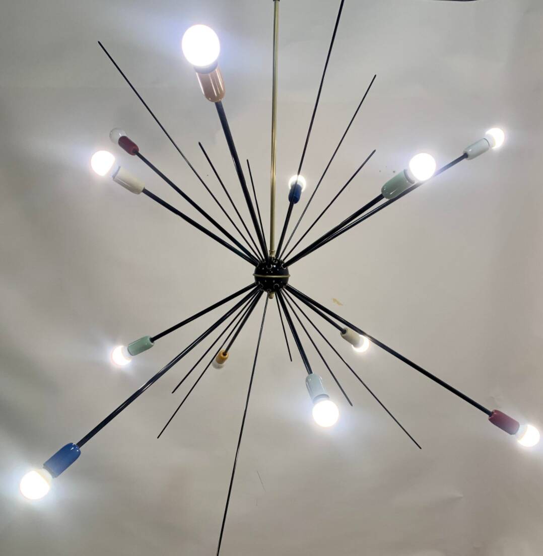 Black Sputnik Ceiling Lamp,  stilnovo 1949