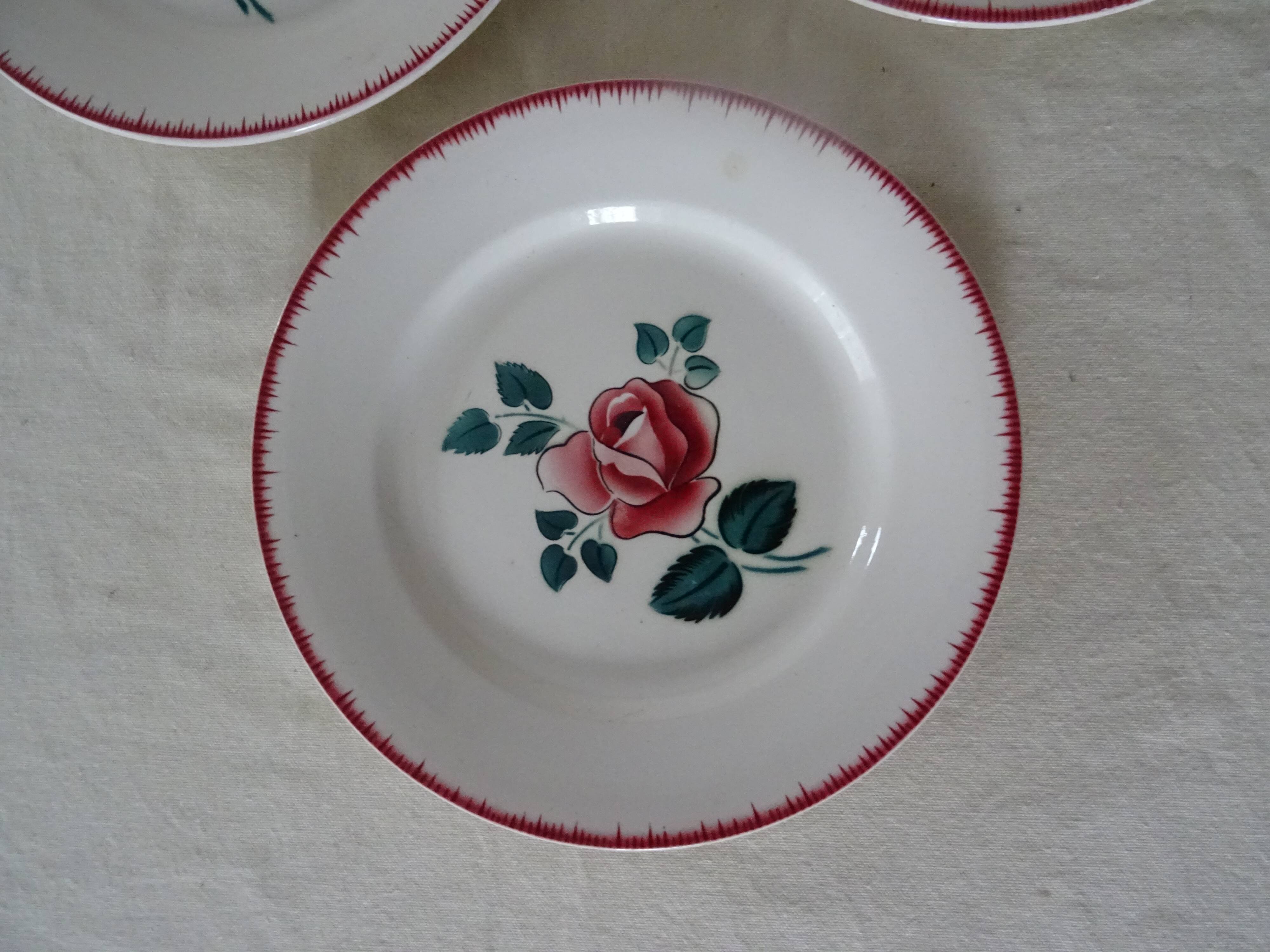 5 flat plates Digoin Sarreguemines Bagatelle 384112 antique faience