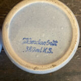 Pair of antique bowls handarbeit salt glaze blue decor vintage #d662