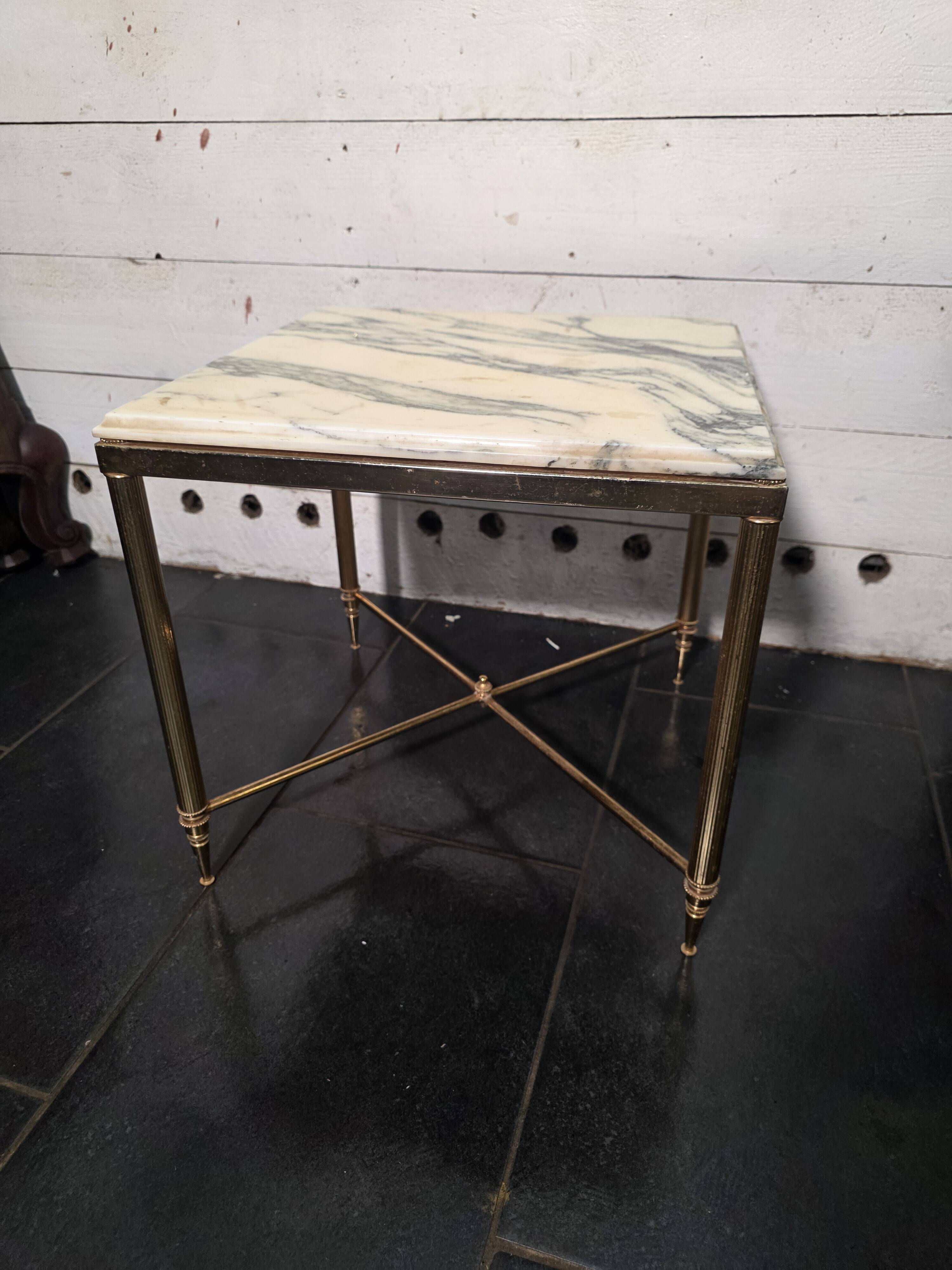 1960s brass and marble side table