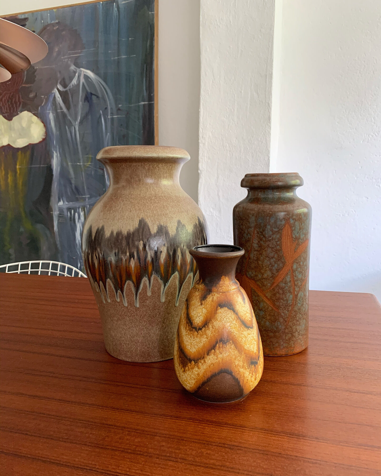 Trio de vases céramique vintage années 50-60