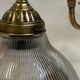 Swan neck wall light, brass, glass, holophane type, porcelain fixing