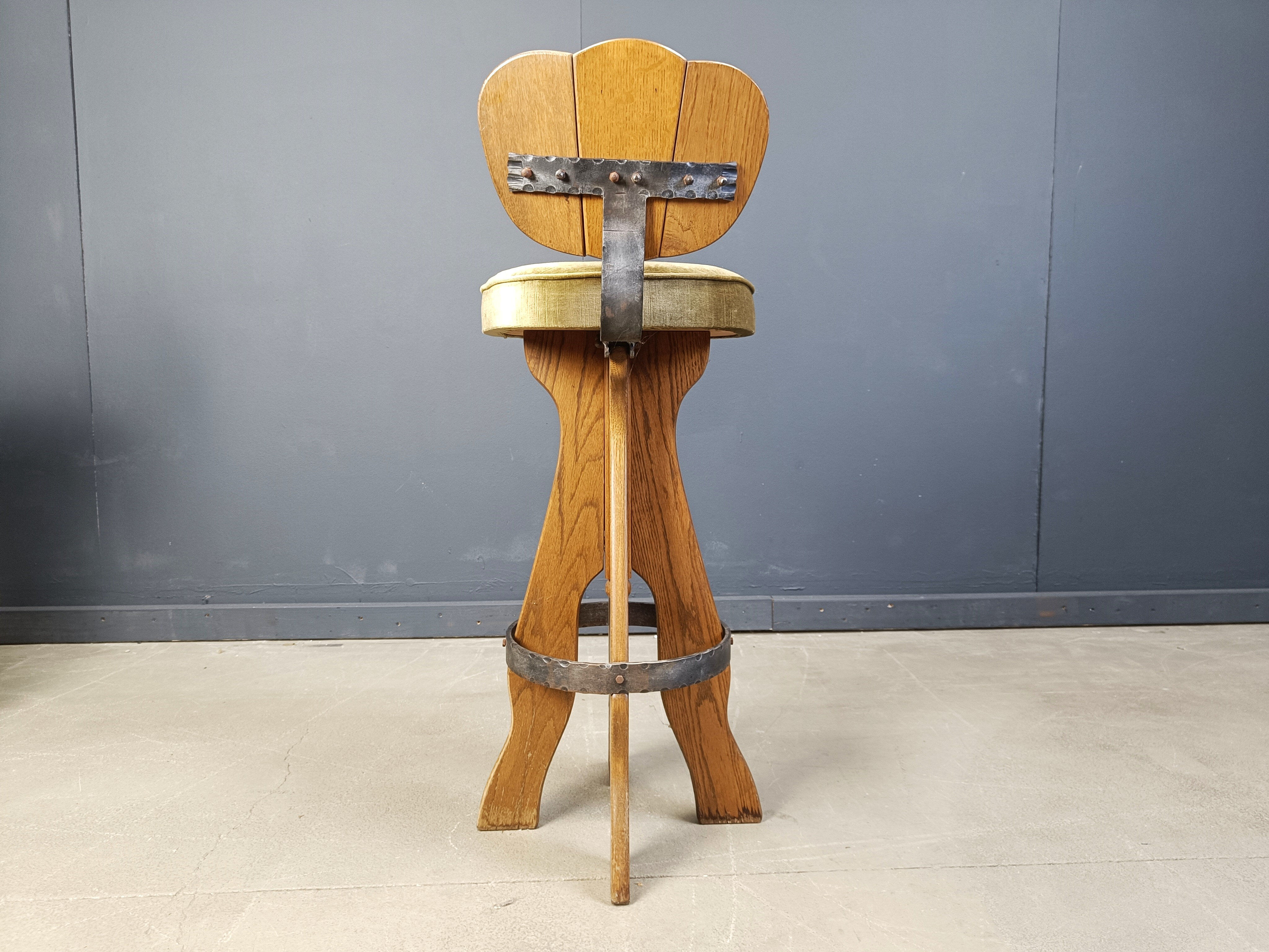 Set of 4 vintage brutalist bar stools, 1960s
