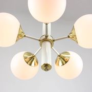 Mid-century Modern Italian Brass and Opaline Sputnik Chandelier