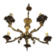 Vintage french bronze 5 light chandelier with leaf detail 3936