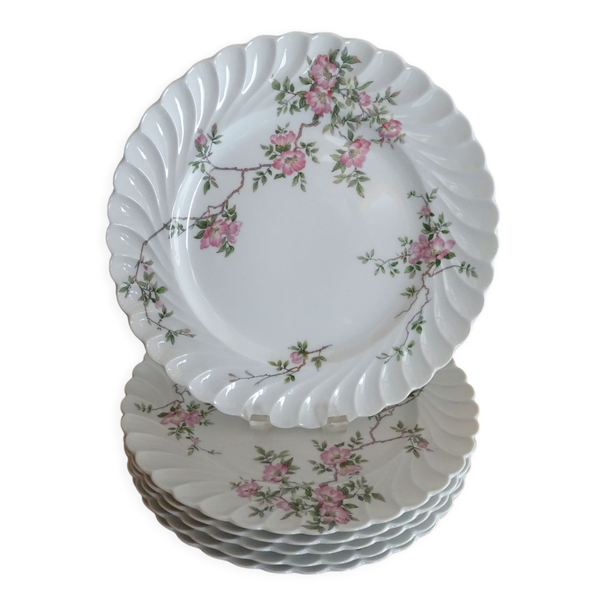 6 flat porcelain plates Limoges Haviland