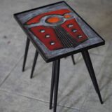 2 nesting varnished ceramic coffee tables - the brothers jean & robert cloutier 1950