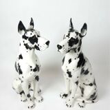 Pair of harlequin Great Danes ceramic Italy 20th century