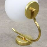 Vintage Italian Mid-century Brass and Opaline Wall Lamp