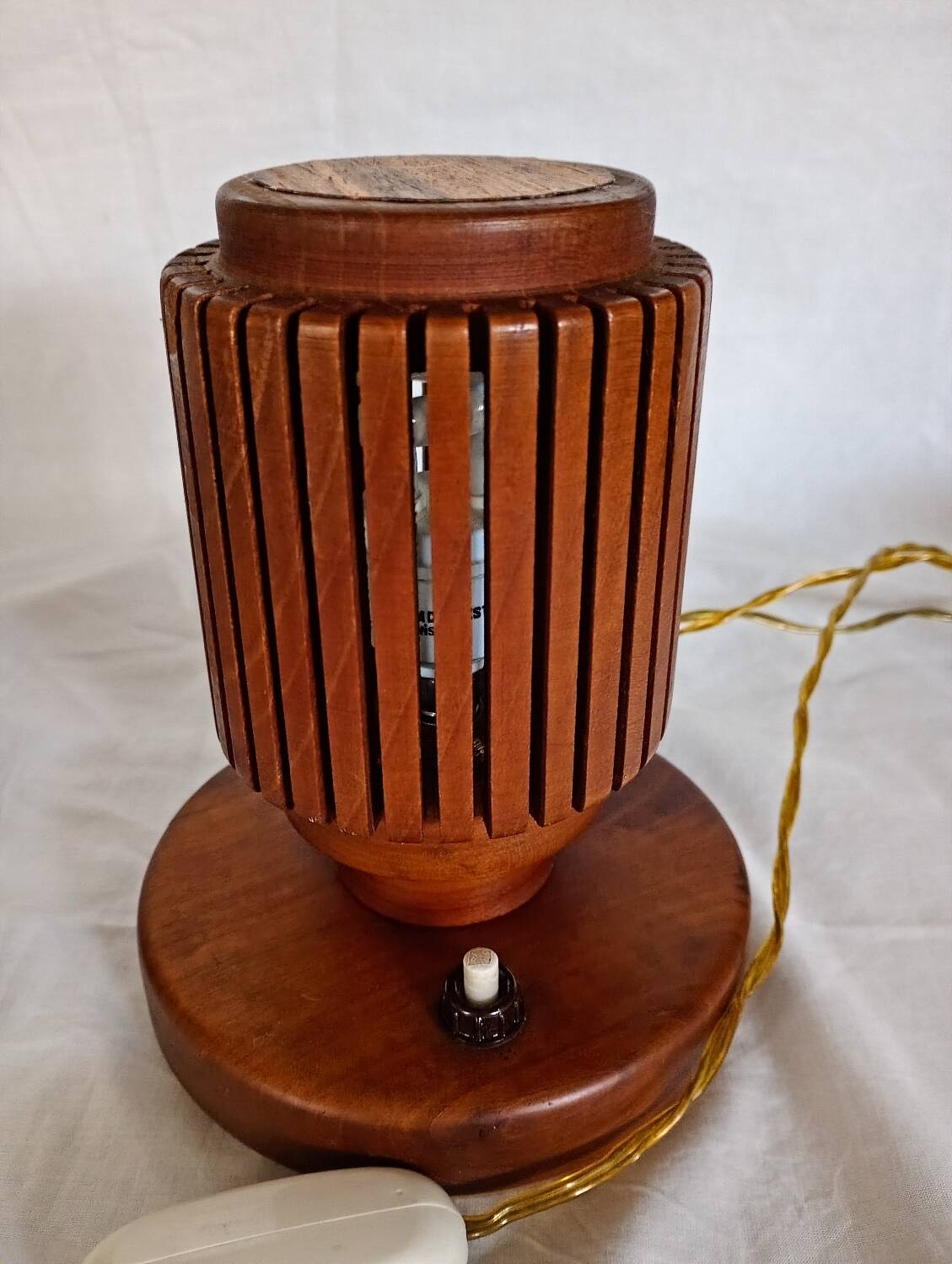 Pair of wooden bedside lamps