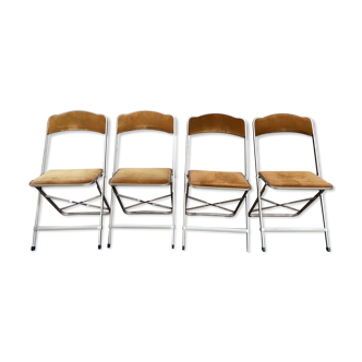Suite of 4 folding velvet chairs