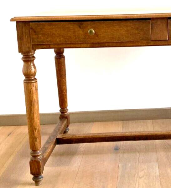 Louis XVI style flat desk in solid oak 19th century