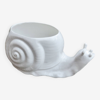Zoomorphic "snail" pot cover in white ceramic 1970 1980