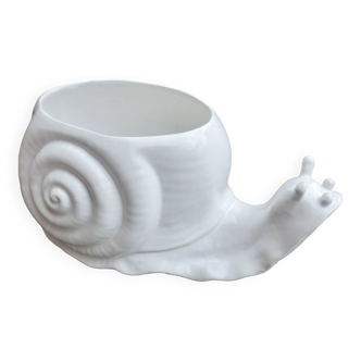 Cache pot zoomorphe "escargot" en céramique blanche 1970 1980