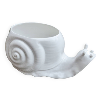Zoomorphic "snail" pot cover in white ceramic 1970 1980