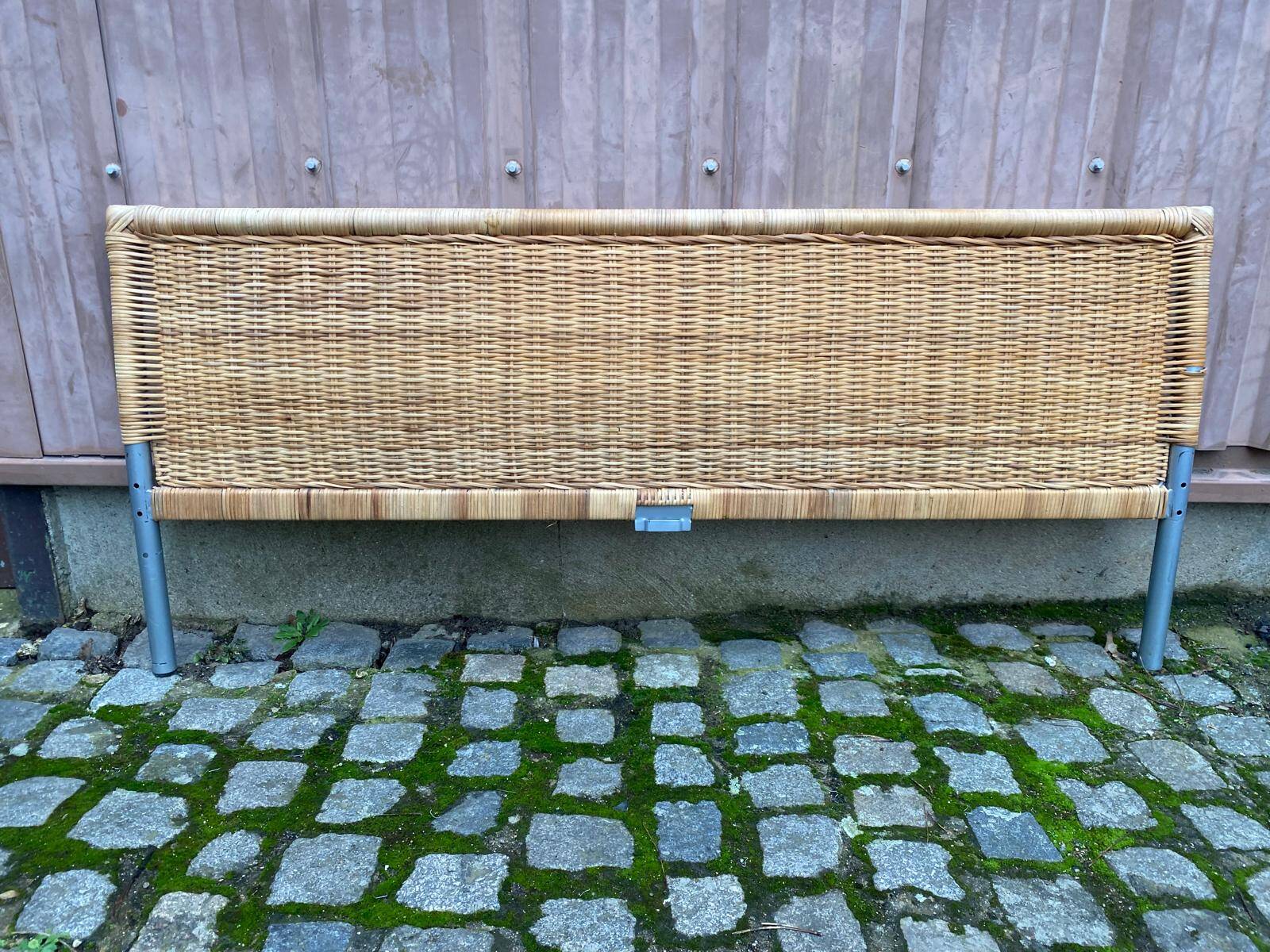 Scandinavian bed foot in bamboo, rattan, and wicker 1990 140cm
