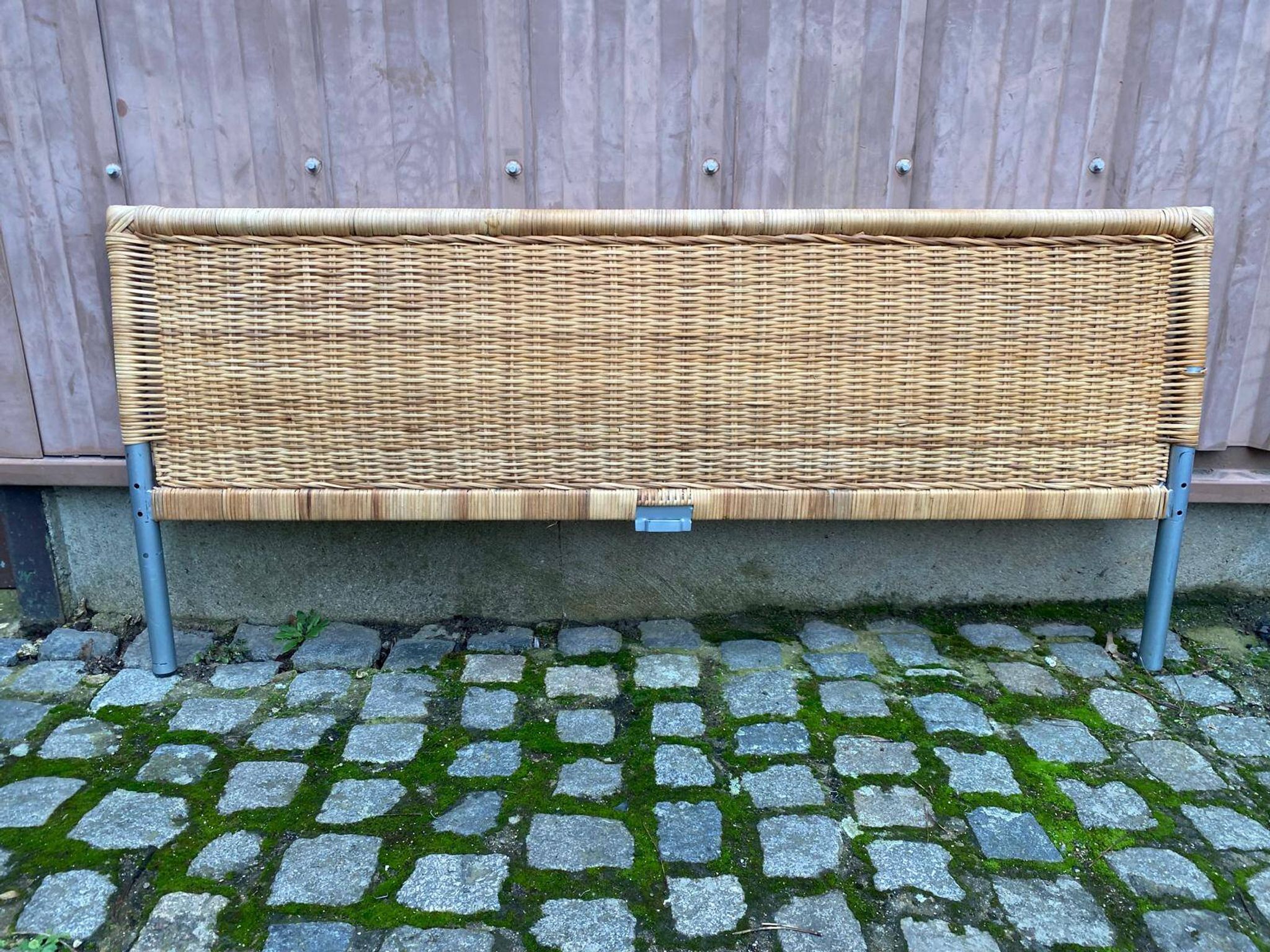 Scandinavian bed foot in bamboo, rattan, and wicker 1990 140cm