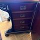 Victorian-era blackened wood and burr walnut Davenport.