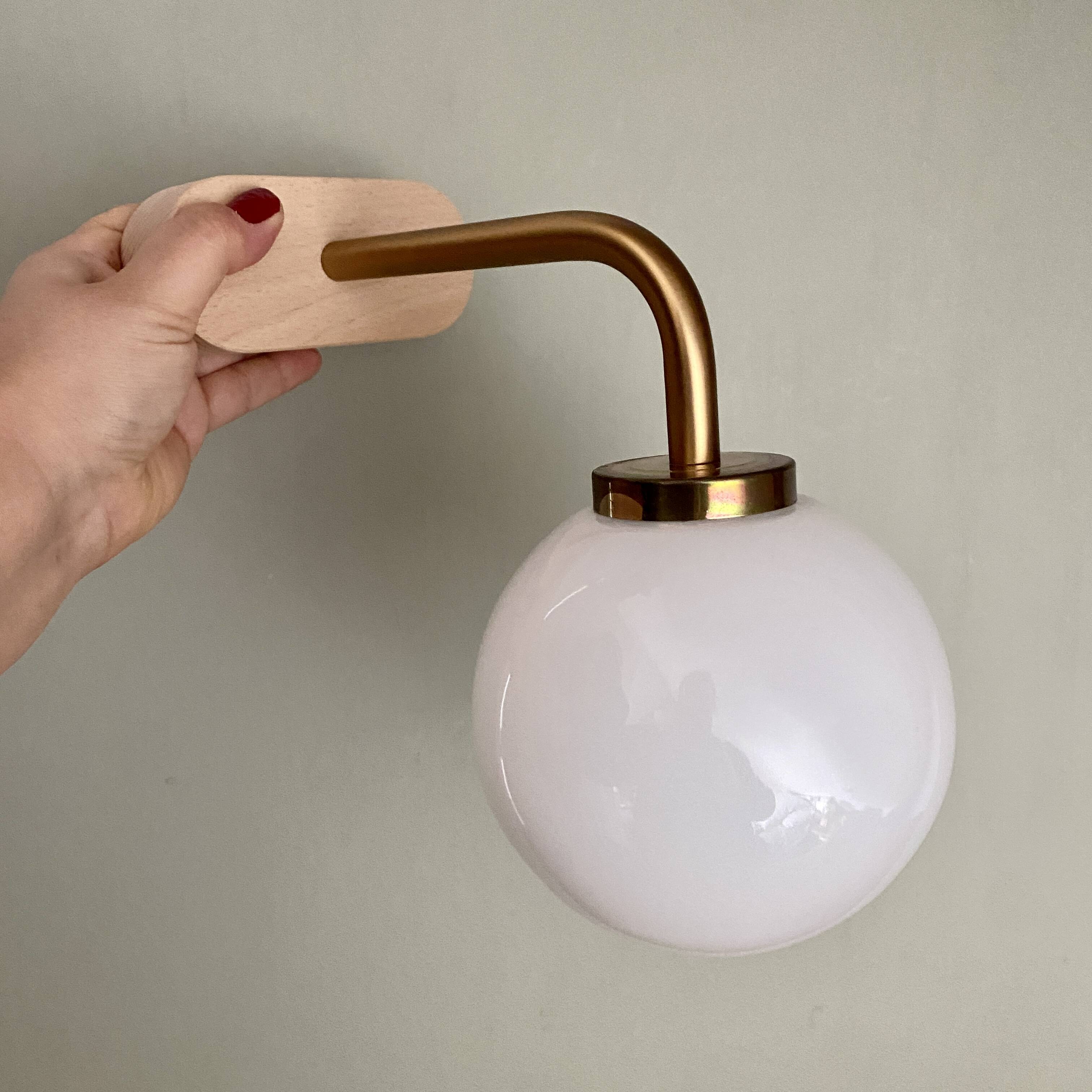 Vintage globe wall lamp in white opaline