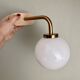 Vintage globe wall lamp in white opaline
