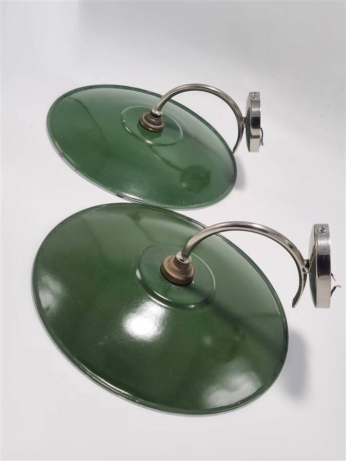 Pair of enamelled sheet metal wall lights