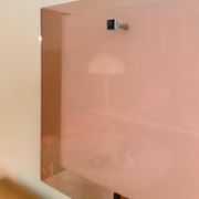 Lamp with chrome-plated brass structure and methacrylate shade designed by Romeo