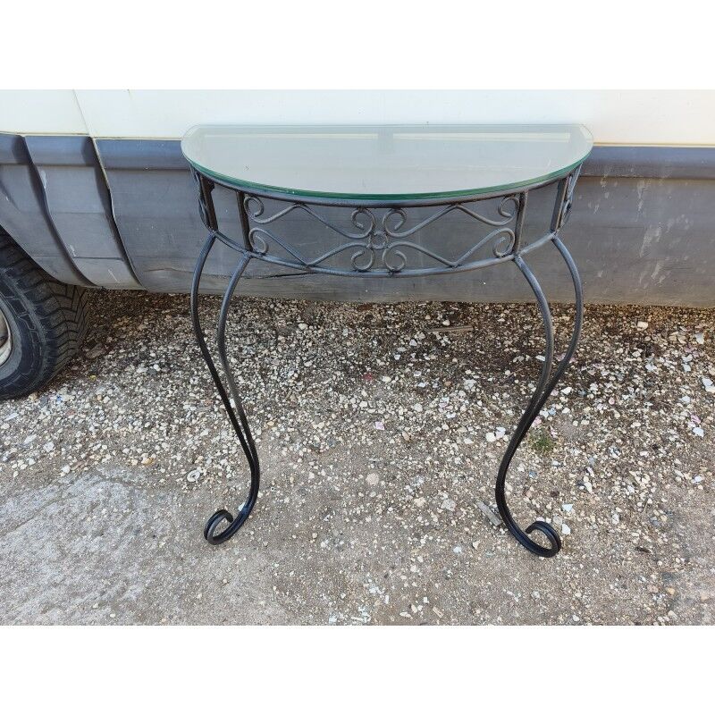 Console fer forgé plateau verre